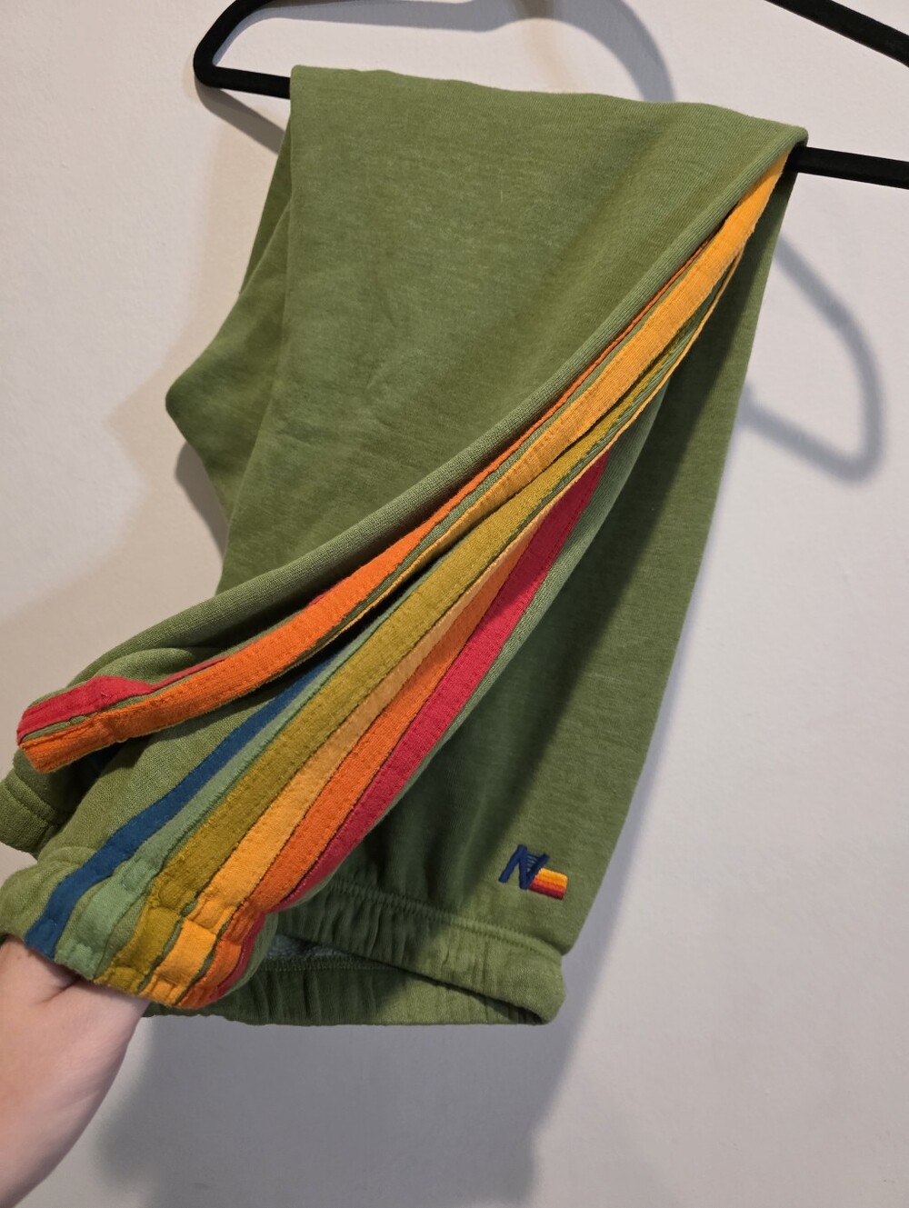 Aviator Nation Olive Green Multi-Stripe Sweatpants (XL)